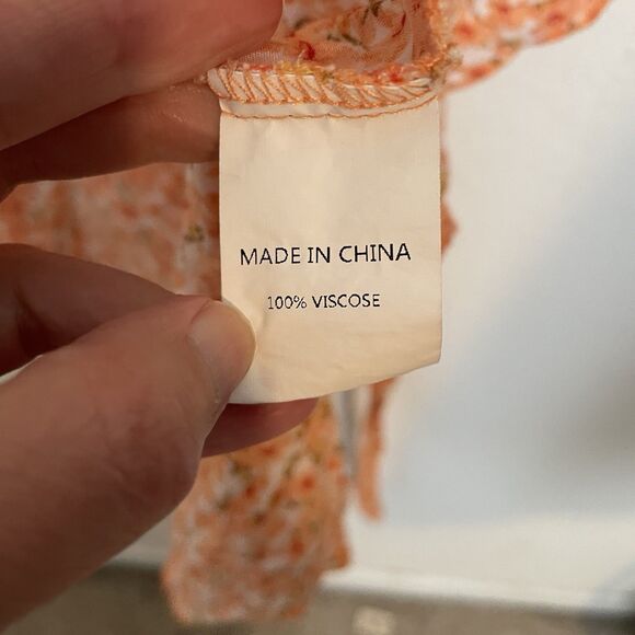 Simplee Boho Dixie Floral Wrap Skirt Ruffle Women Large Orange Flirty 90s Y2k - Picture 8 of 8